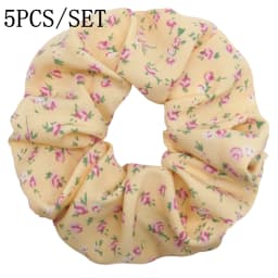 5pcs/set Sweet Cute Print Flower Scrunchies For Women Stretch Hair Accessories Elastic Rubber Band Rope Headwear Ditsy Floral