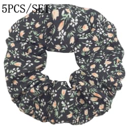 5pcs/set Sweet Cute Print Flower Scrunchies For Women Stretch Hair Accessories Elastic Rubber Band Rope Headwear Ditsy Floral