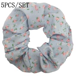 5pcs/set Sweet Cute Print Flower Scrunchies For Women Stretch Hair Accessories Elastic Rubber Band Rope Headwear Ditsy Floral