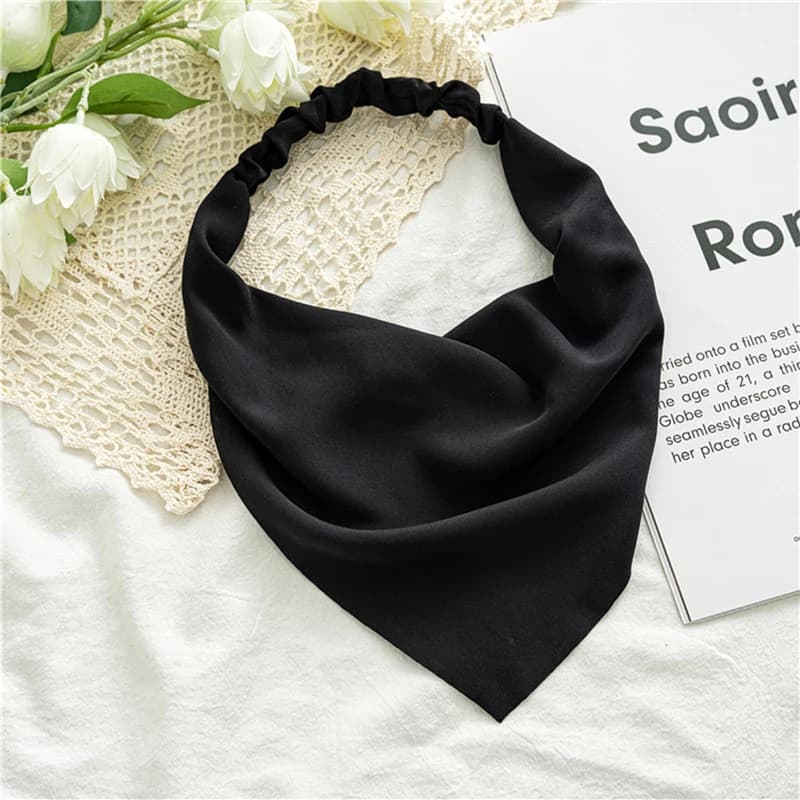 Woman Solid Color Chiffon Bandana Head Scarf Girls High-grade Versatile Triangle Scarf turbante Hair Accessories Turban femme