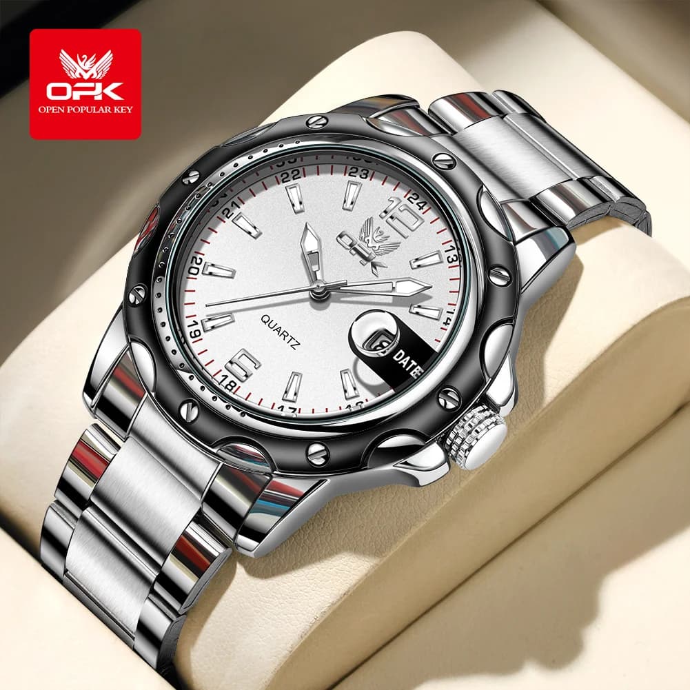 OPK 6026 Steel Belt, Casual and Minimalist with Date, Men's Quartz Watch