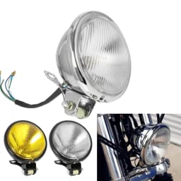 For Honda Harley Suzuki Kawasaki Retro Metal Universal Motorcycle Headlight Round with Holder Electroplate