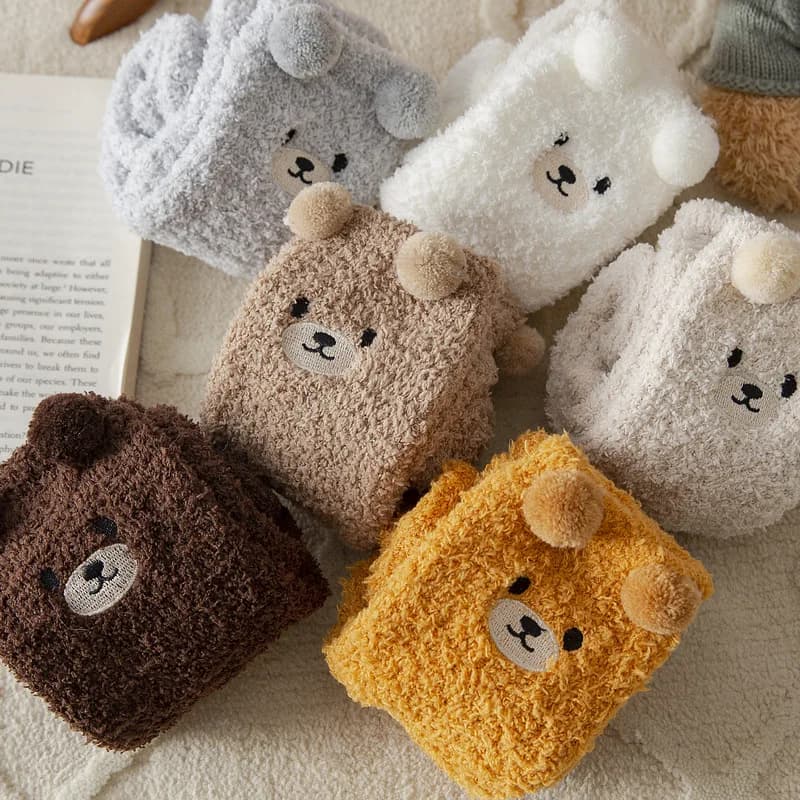 Coral Velvet Women's Winter Thickened Plush Warm Comfortable Sleeping Sock Cute Cartoon Lovely Floor Socks Nice Plus Stockings