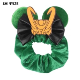 1pc New Chic Mickey Mouse Ears Hair Scrunchies Sequins 4" Bows Elastic Headband Women Velvet Girls DIY Hair Accessories Gift