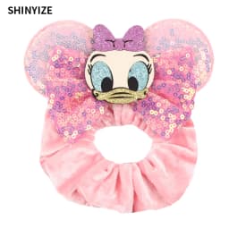 1pc New Chic Mickey Mouse Ears Hair Scrunchies Sequins 4" Bows Elastic Headband Women Velvet Girls DIY Hair Accessories Gift