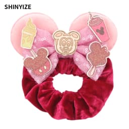 1pc New Chic Mickey Mouse Ears Hair Scrunchies Sequins 4" Bows Elastic Headband Women Velvet Girls DIY Hair Accessories Gift