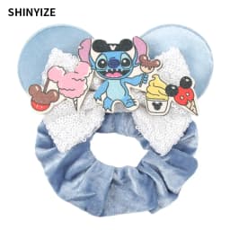 1pc New Chic Mickey Mouse Ears Hair Scrunchies Sequins 4" Bows Elastic Headband Women Velvet Girls DIY Hair Accessories Gift