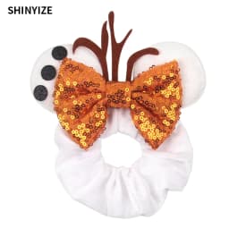1pc New Chic Mickey Mouse Ears Hair Scrunchies Sequins 4" Bows Elastic Headband Women Velvet Girls DIY Hair Accessories Gift