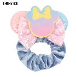 1pc New Chic Mickey Mouse Ears Hair Scrunchies Sequins 4" Bows Elastic Headband Women Velvet Girls DIY Hair Accessories Gift