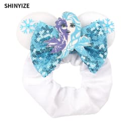 1pc New Chic Mickey Mouse Ears Hair Scrunchies Sequins 4" Bows Elastic Headband Women Velvet Girls DIY Hair Accessories Gift