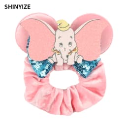 1pc New Chic Mickey Mouse Ears Hair Scrunchies Sequins 4" Bows Elastic Headband Women Velvet Girls DIY Hair Accessories Gift