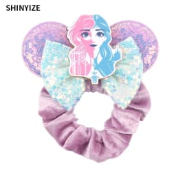 1pc New Chic Mickey Mouse Ears Hair Scrunchies Sequins 4" Bows Elastic Headband Women Velvet Girls DIY Hair Accessories Gift