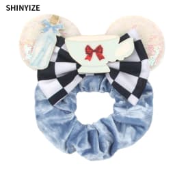 1pc New Chic Mickey Mouse Ears Hair Scrunchies Sequins 4" Bows Elastic Headband Women Velvet Girls DIY Hair Accessories Gift