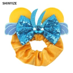 1pc New Chic Mickey Mouse Ears Hair Scrunchies Sequins 4" Bows Elastic Headband Women Velvet Girls DIY Hair Accessories Gift