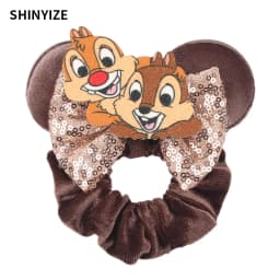1pc New Chic Mickey Mouse Ears Hair Scrunchies Sequins 4" Bows Elastic Headband Women Velvet Girls DIY Hair Accessories Gift