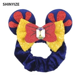 1pc New Chic Mickey Mouse Ears Hair Scrunchies Sequins 4" Bows Elastic Headband Women Velvet Girls DIY Hair Accessories Gift