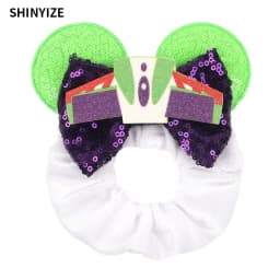 1pc New Chic Mickey Mouse Ears Hair Scrunchies Sequins 4" Bows Elastic Headband Women Velvet Girls DIY Hair Accessories Gift