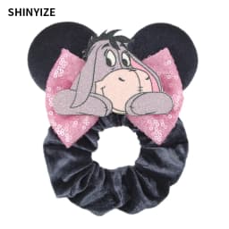 1pc New Chic Mickey Mouse Ears Hair Scrunchies Sequins 4" Bows Elastic Headband Women Velvet Girls DIY Hair Accessories Gift