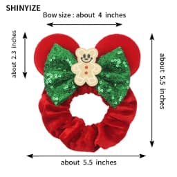 1pc New Chic Mickey Mouse Ears Hair Scrunchies Sequins 4" Bows Elastic Headband Women Velvet Girls DIY Hair Accessories Gift