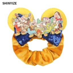 1pc New Chic Mickey Mouse Ears Hair Scrunchies Sequins 4" Bows Elastic Headband Women Velvet Girls DIY Hair Accessories Gift