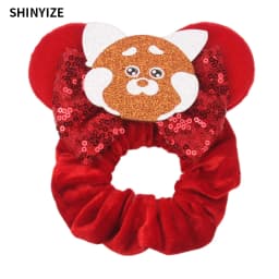 1pc New Chic Mickey Mouse Ears Hair Scrunchies Sequins 4" Bows Elastic Headband Women Velvet Girls DIY Hair Accessories Gift