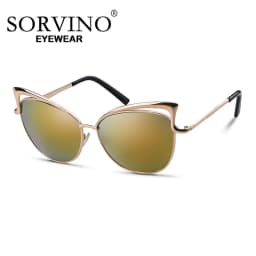 SORVINO Metal Frame Sunglasses Women Fashion Vintage Cat Eye Sun Glasses For Female Ladies 2026 Luxury Brand Eyeglasses UV400