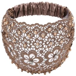 4 Color Ladies Khaki-Colored Faux Pearl Hollow Flowers Decor Bohemian Style Headband Suitable For Casual Cute Vintage Hairbands