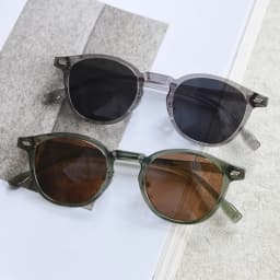 Peekaboo Unisex Polarized Sunglasses Retro Women Korean Style Ultralight Round Sun Glasses for Men TR90 Green Brown 2024 Gift