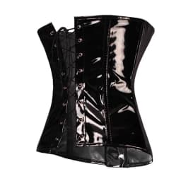 Black PVC Vinyl Corset Top Underbust Push Up Boned Bustier Goth Punk Korsett For Women Front Busk Gorset Plus Size Korse Sexy