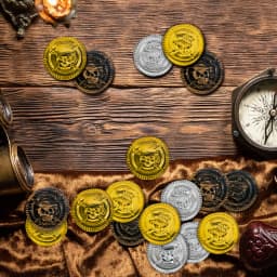 30pcs Pirate Gold Coins, Silver Coins Copper Coins Gemstones Children's Gifts Halloween Props Plastic Fake Gold Acrylic Toys