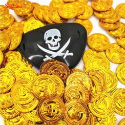 30pcs Pirate Gold Coins, Silver Coins Copper Coins Gemstones Children's Gifts Halloween Props Plastic Fake Gold Acrylic Toys