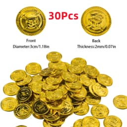 30pcs Pirate Gold Coins, Silver Coins Copper Coins Gemstones Children's Gifts Halloween Props Plastic Fake Gold Acrylic Toys