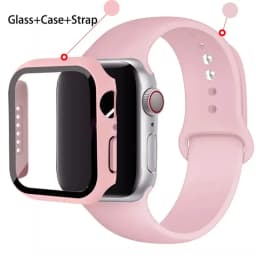 Sport band+Glass+Case For Apple Watch bands 44mm 40mm 45mm 41mm 38mm 42mm Silicone bracelet iWatch series 8 9 7 6 5 4 3 SE strap