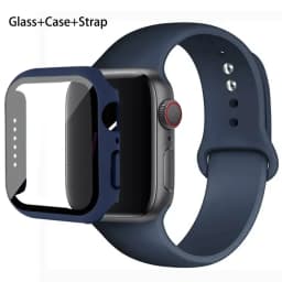 Sport band+Glass+Case For Apple Watch bands 44mm 40mm 45mm 41mm 38mm 42mm Silicone bracelet iWatch series 8 9 7 6 5 4 3 SE strap