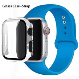 Sport band+Glass+Case For Apple Watch bands 44mm 40mm 45mm 41mm 38mm 42mm Silicone bracelet iWatch series 8 9 7 6 5 4 3 SE strap