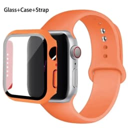 Sport band+Glass+Case For Apple Watch bands 44mm 40mm 45mm 41mm 38mm 42mm Silicone bracelet iWatch series 8 9 7 6 5 4 3 SE strap