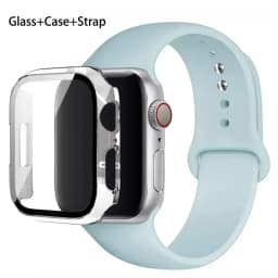 Sport band+Glass+Case For Apple Watch bands 44mm 40mm 45mm 41mm 38mm 42mm Silicone bracelet iWatch series 8 9 7 6 5 4 3 SE strap