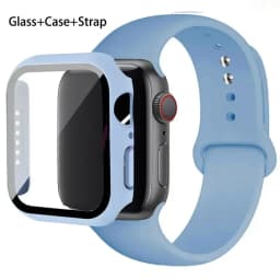 Sport band+Glass+Case For Apple Watch bands 44mm 40mm 45mm 41mm 38mm 42mm Silicone bracelet iWatch series 8 9 7 6 5 4 3 SE strap
