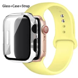 Sport band+Glass+Case For Apple Watch bands 44mm 40mm 45mm 41mm 38mm 42mm Silicone bracelet iWatch series 8 9 7 6 5 4 3 SE strap