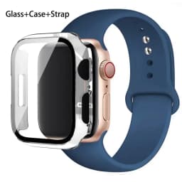 Sport band+Glass+Case For Apple Watch bands 44mm 40mm 45mm 41mm 38mm 42mm Silicone bracelet iWatch series 8 9 7 6 5 4 3 SE strap