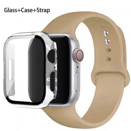 Sport band+Glass+Case For Apple Watch bands 44mm 40mm 45mm 41mm 38mm 42mm Silicone bracelet iWatch series 8 9 7 6 5 4 3 SE strap