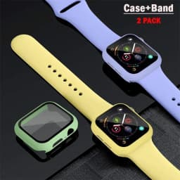 Sport band+Glass+Case For Apple Watch bands 44mm 40mm 45mm 41mm 38mm 42mm Silicone bracelet iWatch series 8 9 7 6 5 4 3 SE strap