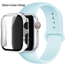 Sport band+Glass+Case For Apple Watch bands 44mm 40mm 45mm 41mm 38mm 42mm Silicone bracelet iWatch series 8 9 7 6 5 4 3 SE strap