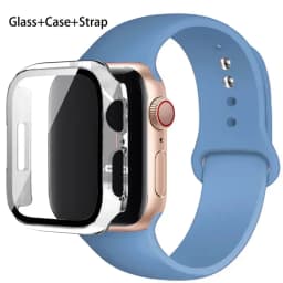 Sport band+Glass+Case For Apple Watch bands 44mm 40mm 45mm 41mm 38mm 42mm Silicone bracelet iWatch series 8 9 7 6 5 4 3 SE strap