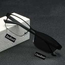 Smart Photochromic Near Sight Sun Glasses for Business Women Men Retro Metal Half Frame Myopia Eyewear Anti-UV Minus Goggles
