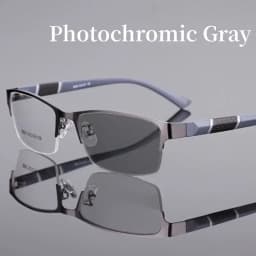 Smart Photochromic Near Sight Sun Glasses for Business Women Men Retro Metal Half Frame Myopia Eyewear Anti-UV Minus Goggles