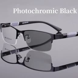 Smart Photochromic Near Sight Sun Glasses for Business Women Men Retro Metal Half Frame Myopia Eyewear Anti-UV Minus Goggles