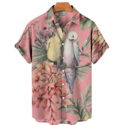 Men's casual shirt plant printed summer clothing Hawaiian short sleeved 2023 medieval vintage beach vacation top