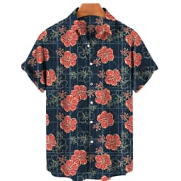 Men's casual shirt plant printed summer clothing Hawaiian short sleeved 2023 medieval vintage beach vacation top