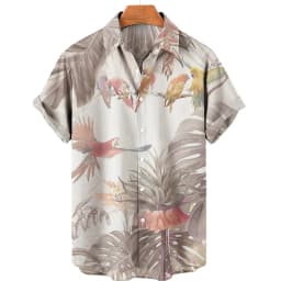 Men's casual shirt plant printed summer clothing Hawaiian short sleeved 2023 medieval vintage beach vacation top